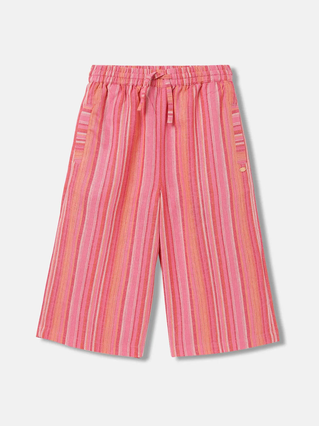 Elle Kids Girls Pink Striped Relaxed Fit Trouser