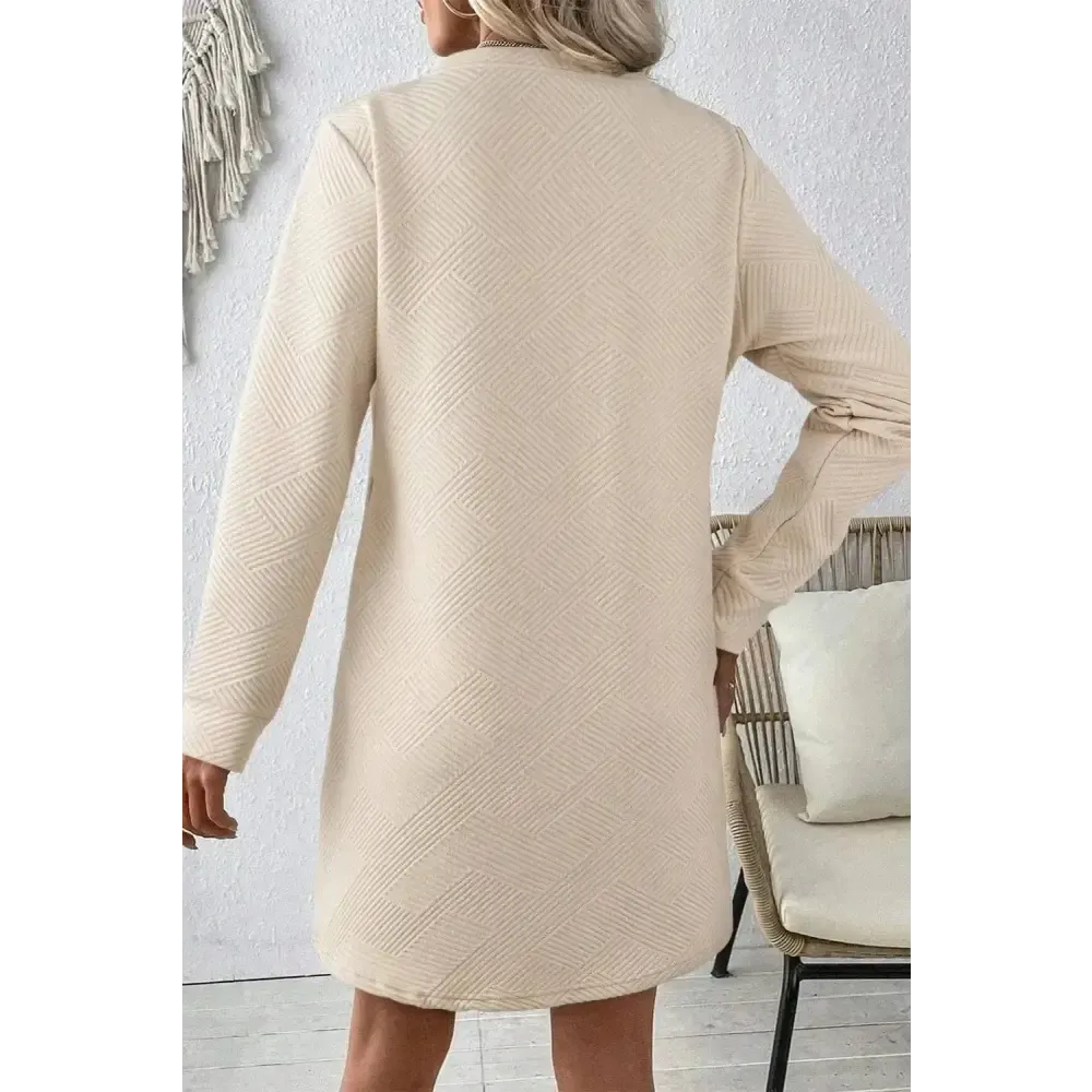 Exquisite Textured Round Neck Mini Dress in Luxury Fashion for Women