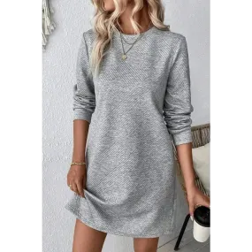 Exquisite Textured Round Neck Mini Dress in Luxury Fashion for Women