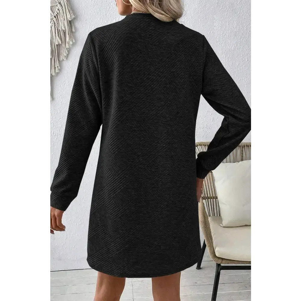 Exquisite Textured Round Neck Mini Dress in Luxury Fashion for Women