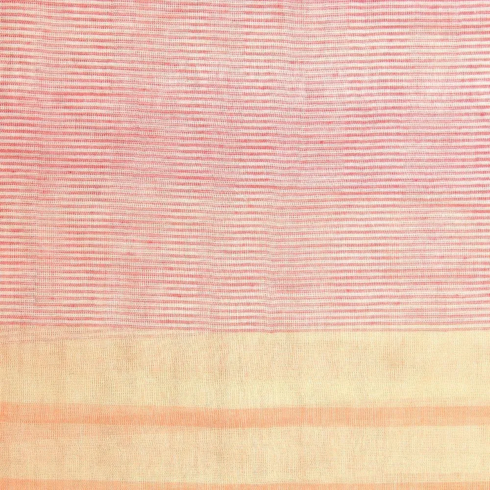 FabSeasons Pink Cream Large Size Striped Polyester Scarf