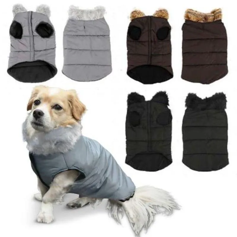 Faux Fur Collar Pet Jumbo Jacket - 80cm