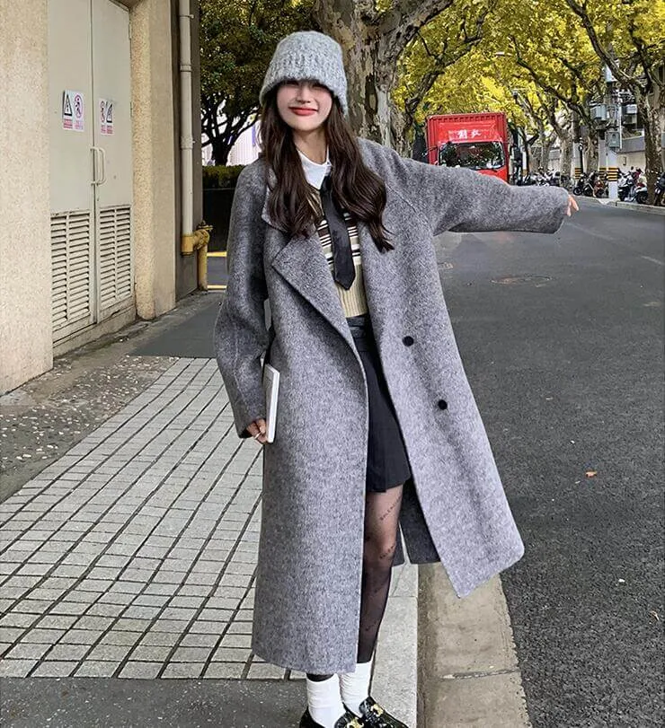 Gray Wool Princess Coat for Women - Long and Fashionable Winter Outerwear