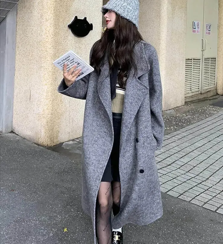 Gray Wool Princess Coat for Women - Long and Fashionable Winter Outerwear