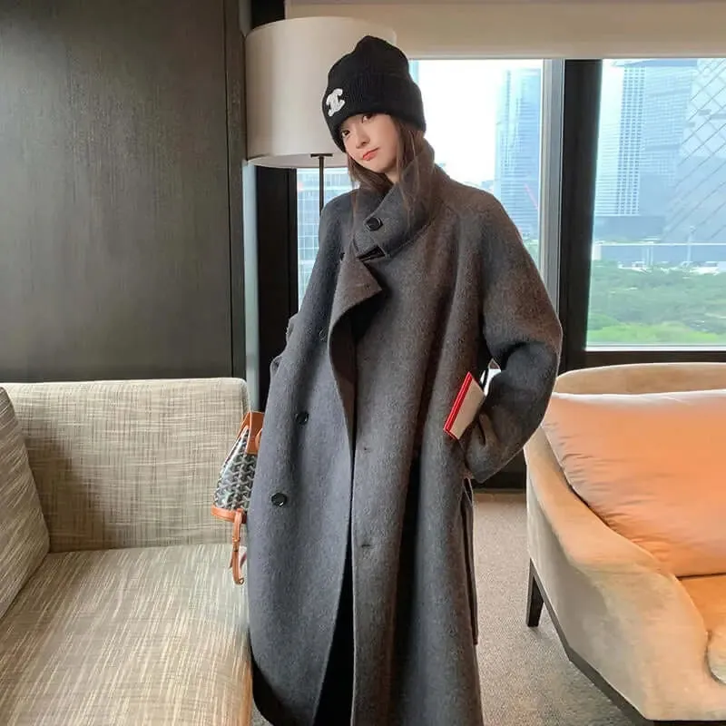 Gray Wool Princess Coat for Women - Long and Fashionable Winter Outerwear