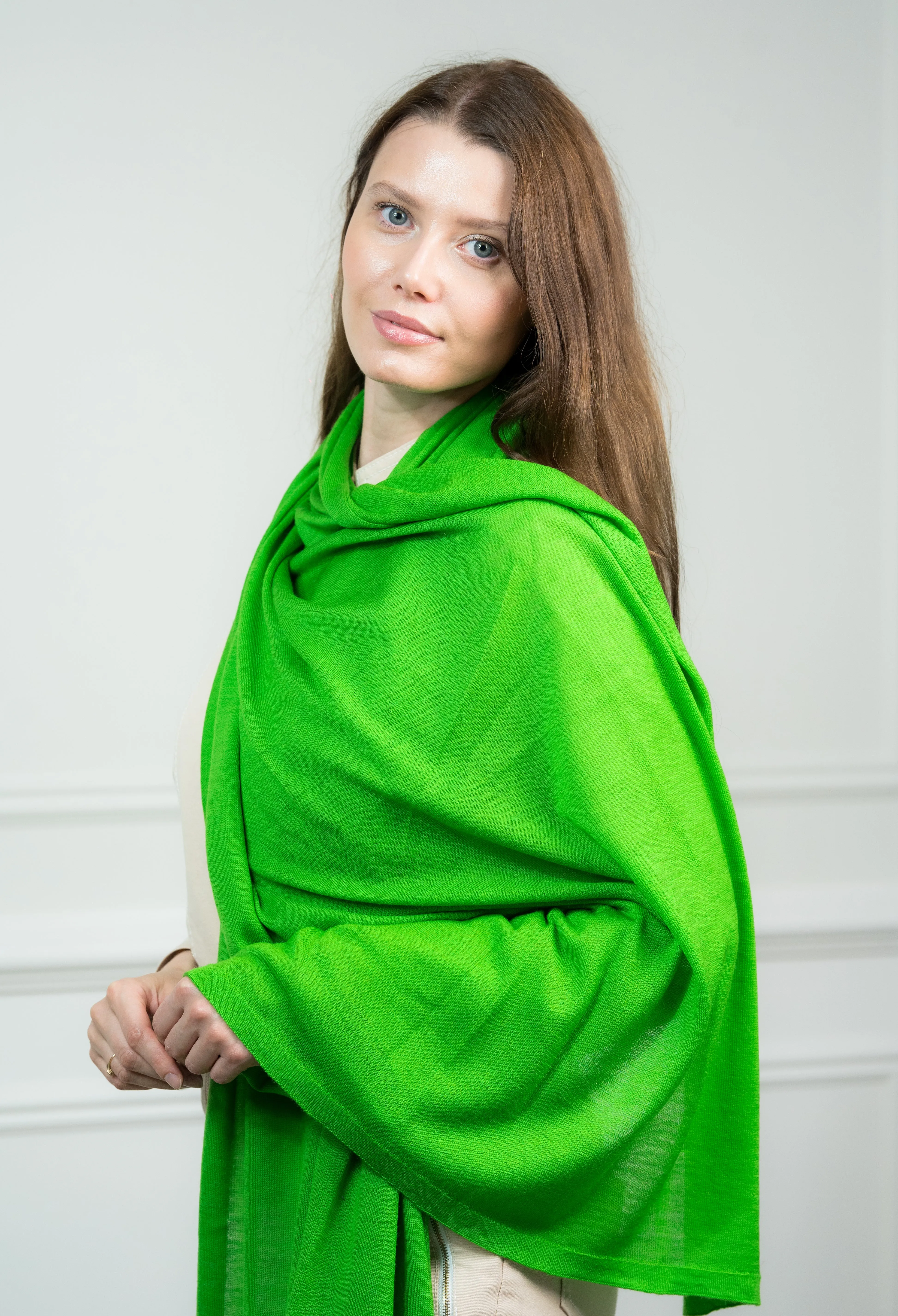 Green Fine Knitted Cashmere Wrap