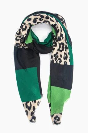 Green Leopard Print Scarf