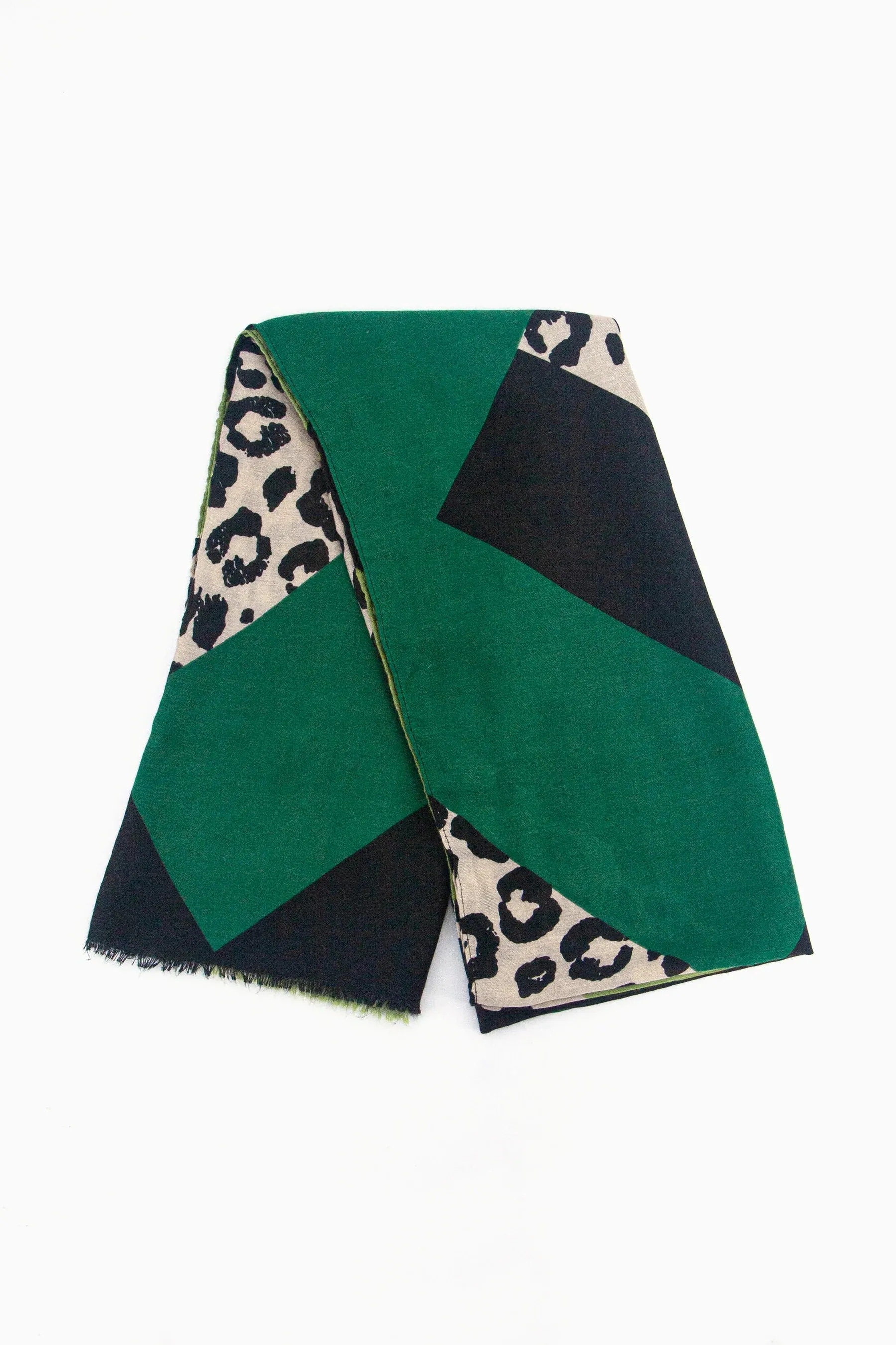 Green Leopard Print Scarf