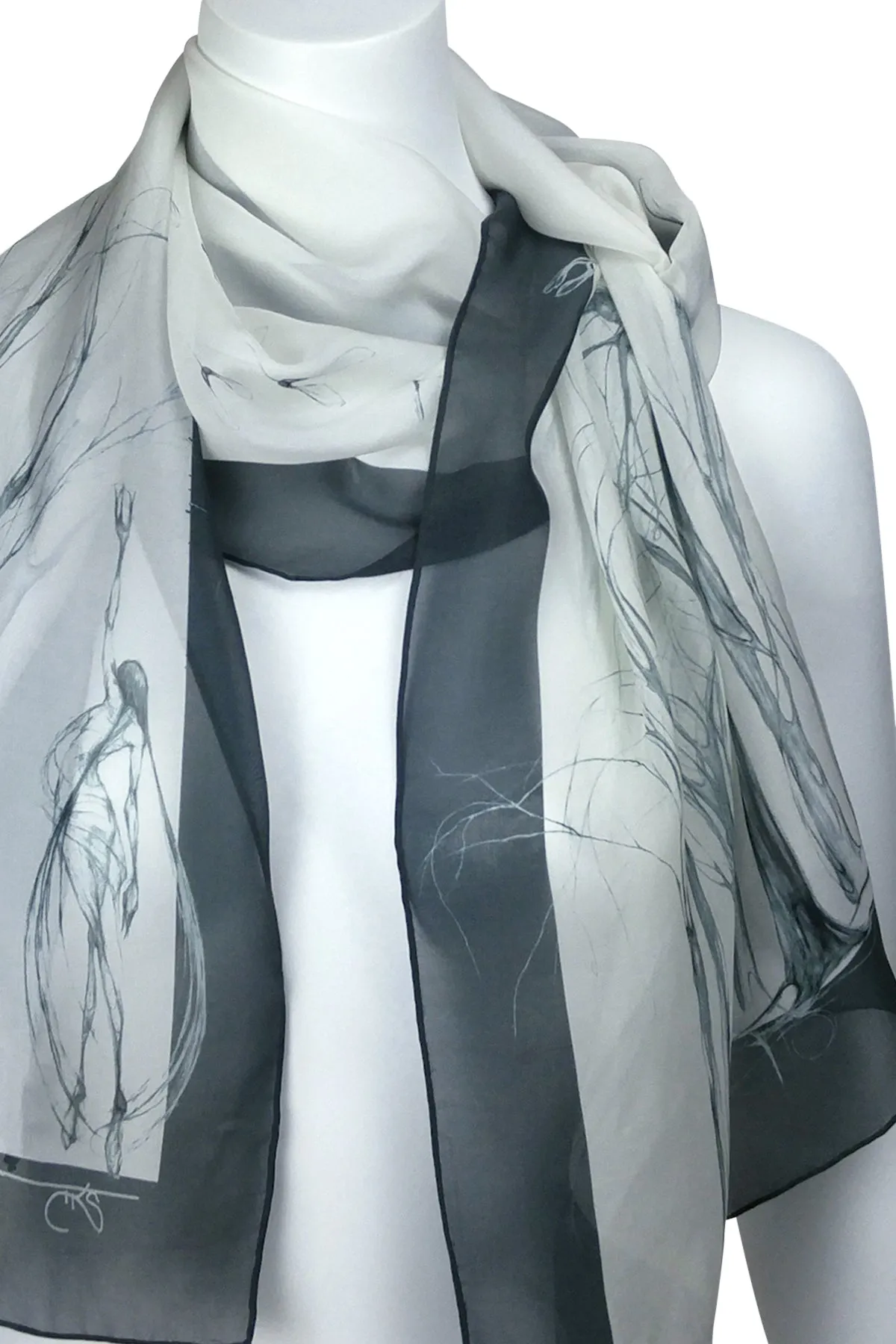 Égérie Muse Forest Border Silk Scarf Black on Light, more colours