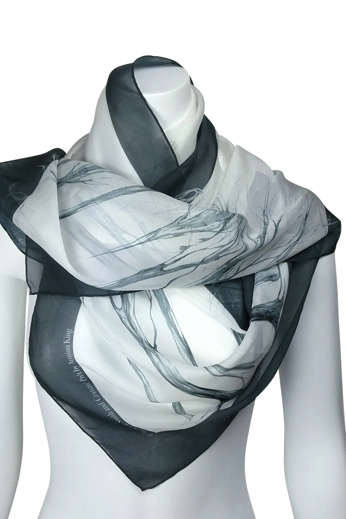 Égérie Muse Forest Border Silk Scarf Black on Light, more colours