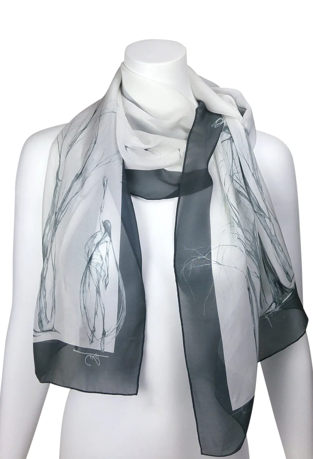 Égérie Muse Forest Border Silk Scarf Black on Light, more colours