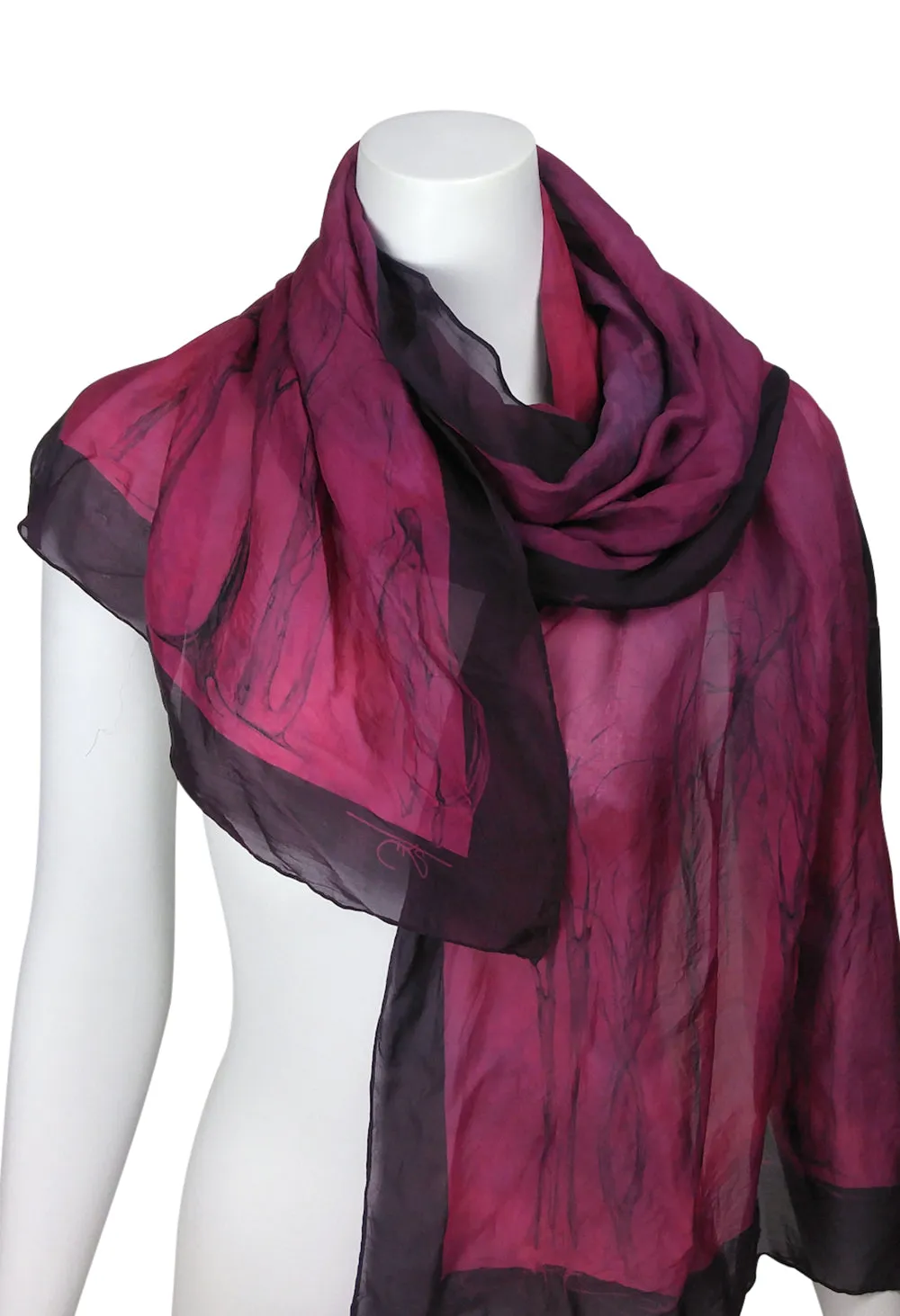 Égérie Muse Forest Border Silk Scarf Black on Light, more colours