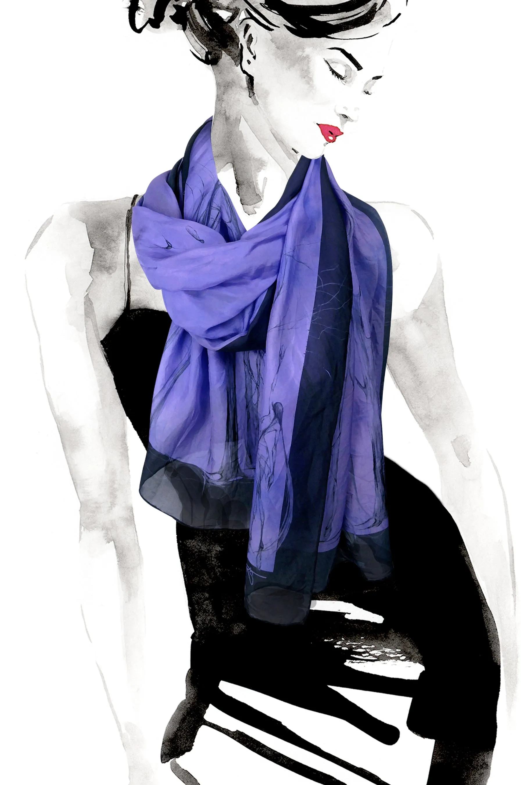 Égérie Muse Forest Border Silk Scarf Black on Light, more colours