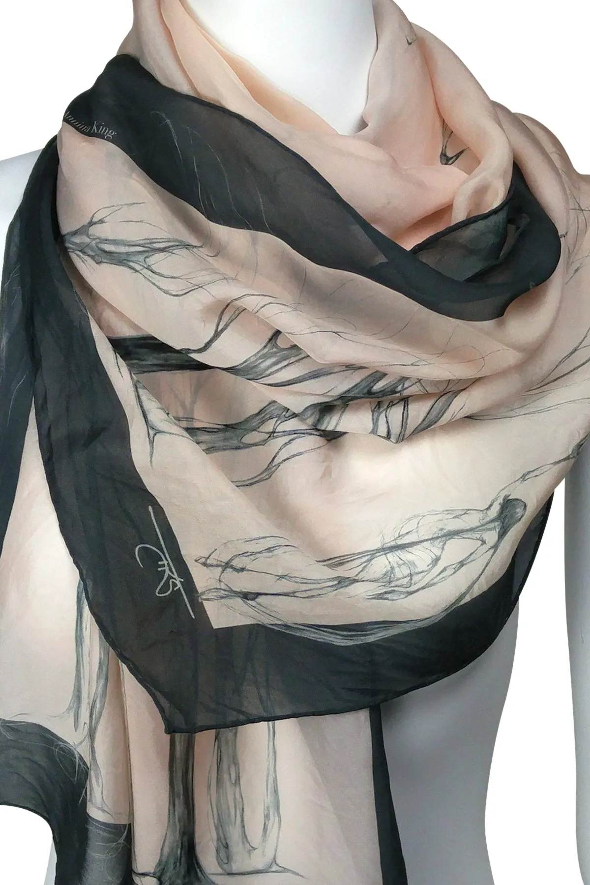 Égérie Muse Forest Border Silk Scarf Black on Light, more colours