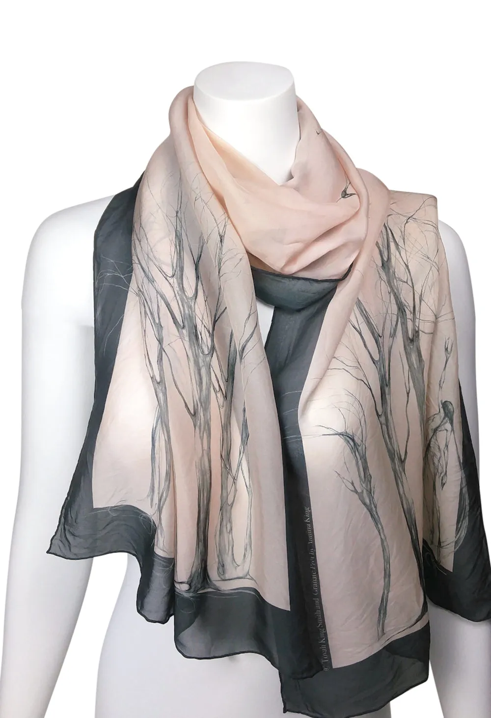 Égérie Muse Forest Border Silk Scarf Black on Light, more colours