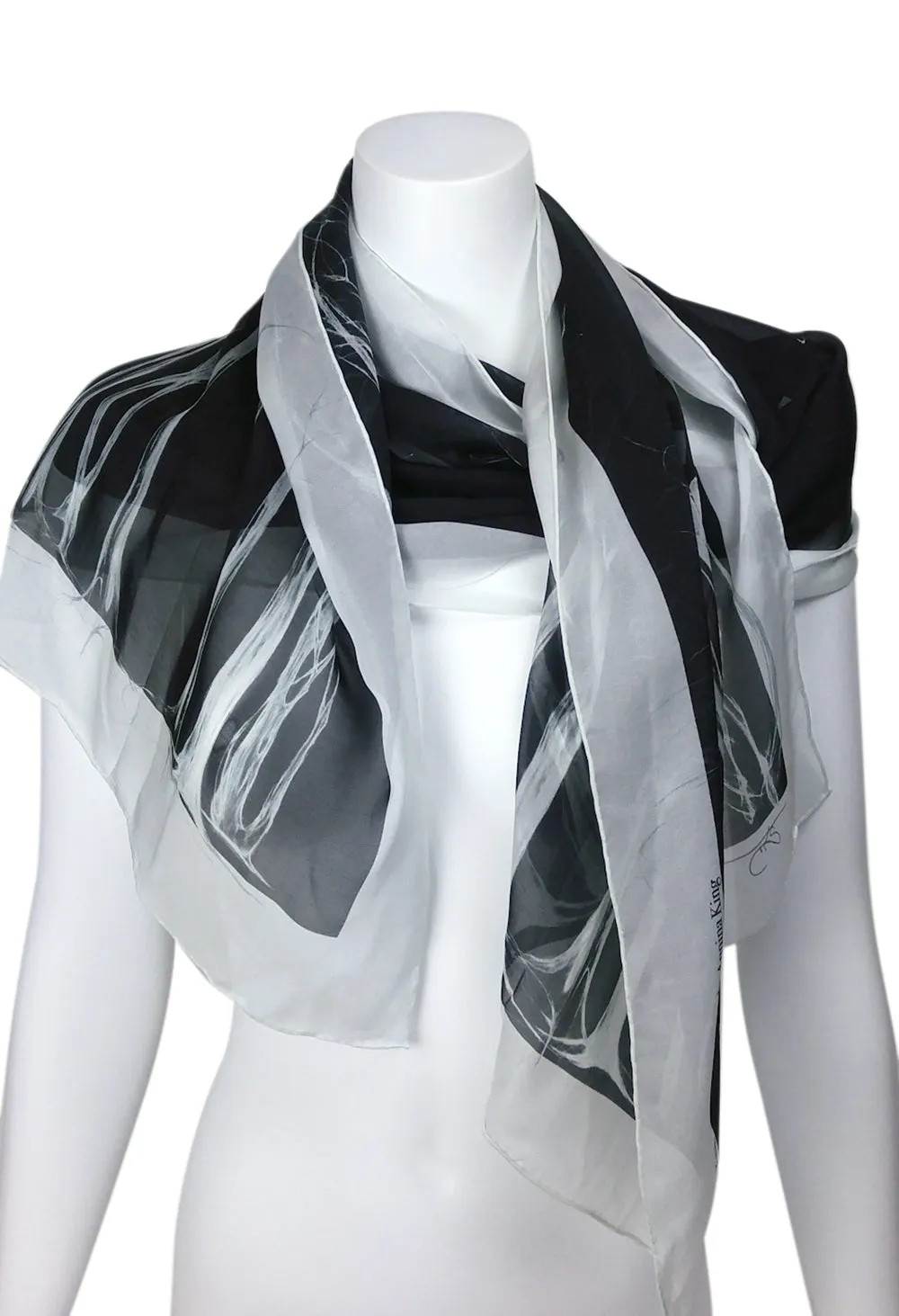 Égérie MUSE Forest Border Silk Scarf Light on Black, more colours