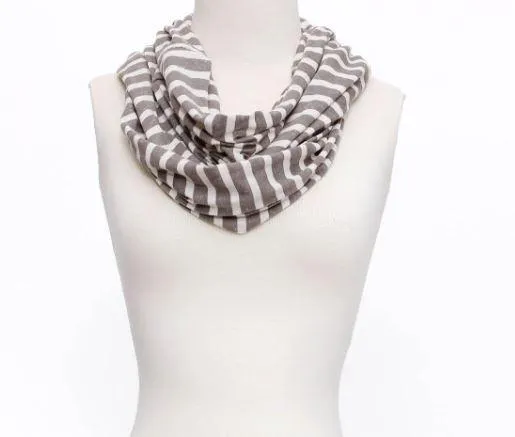 Infinity Loop Cotton and Viscose Scarf Brown Color Stripes Print LOOP003