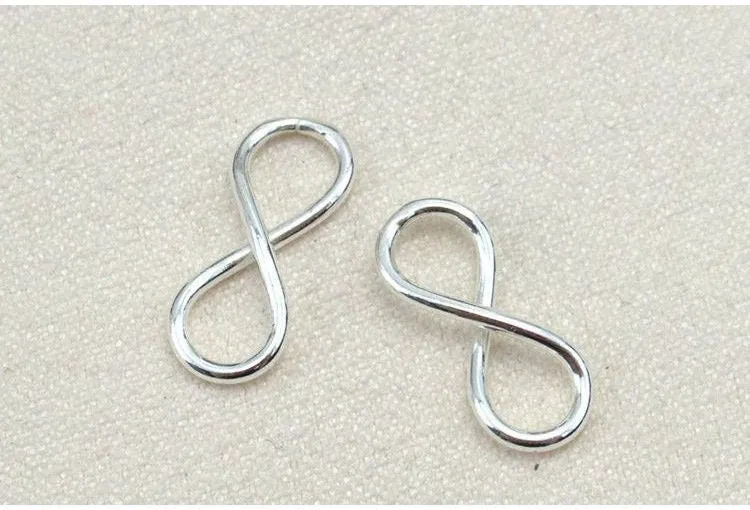 Infinity Sign Charm 925 Sterling Silver 5/8" 2.9x16mm Pendant Connector Figure 8 Number Eight Symbol Love Knot Findings for Jewelry Making