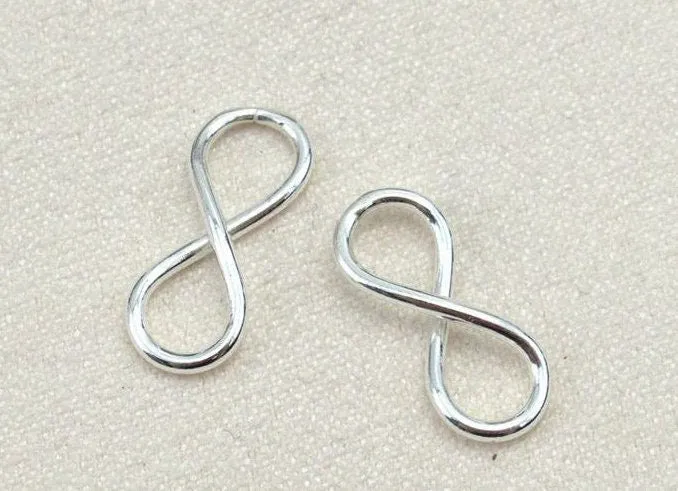 Infinity Sign Charm 925 Sterling Silver 5/8" 2.9x16mm Pendant Connector Figure 8 Number Eight Symbol Love Knot Findings for Jewelry Making