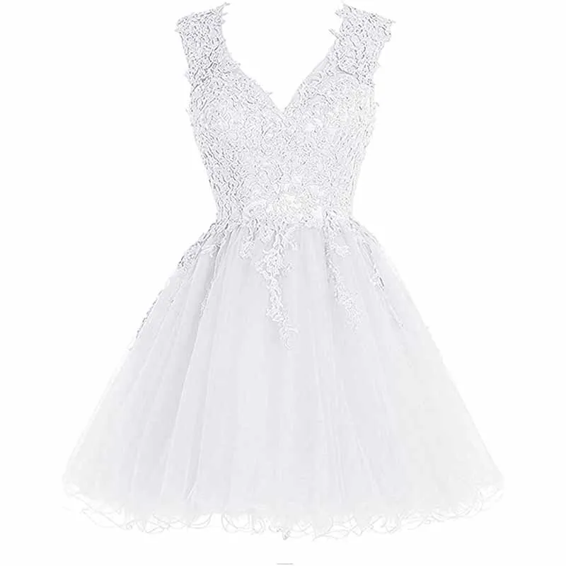 Lace Homecoming Dress Short Cocktail Dress Tulle Appliques Prom Dresses