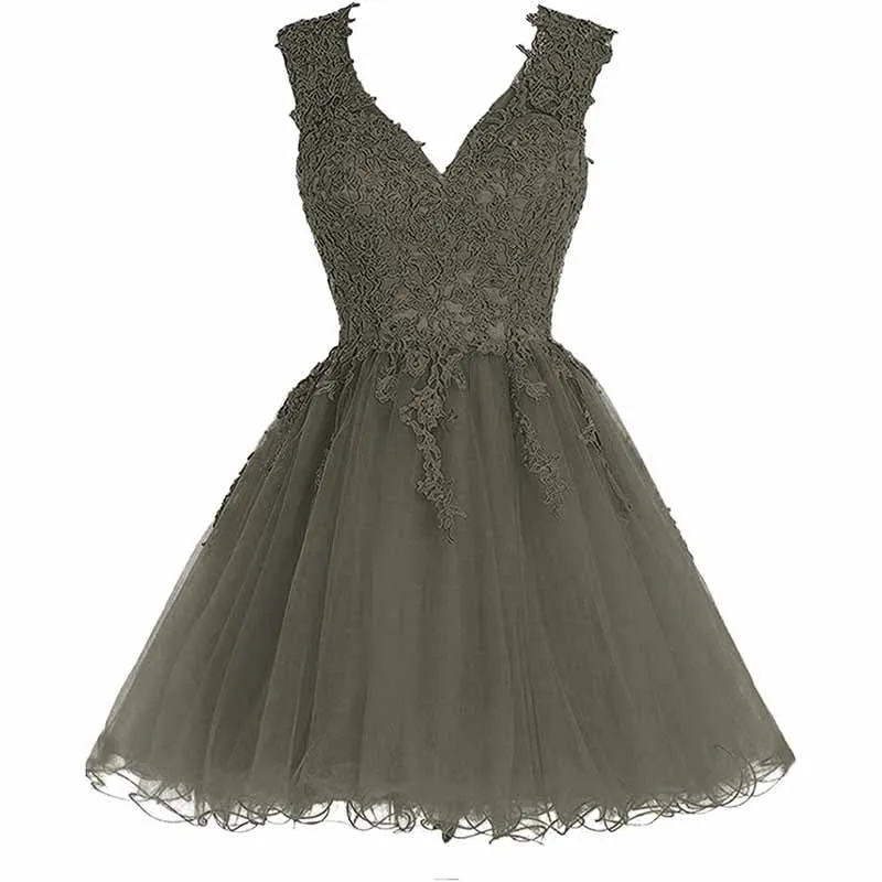 Lace Homecoming Dress Short Cocktail Dress Tulle Appliques Prom Dresses