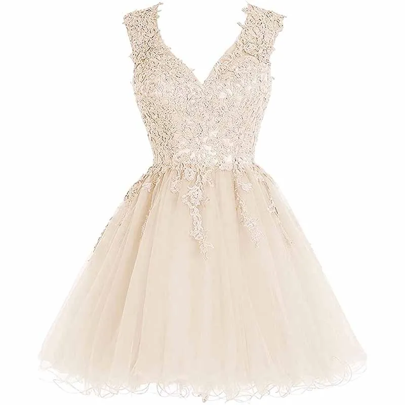 Lace Homecoming Dress Short Cocktail Dress Tulle Appliques Prom Dresses