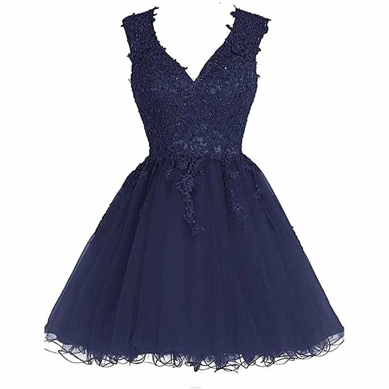 Lace Homecoming Dress Short Cocktail Dress Tulle Appliques Prom Dresses