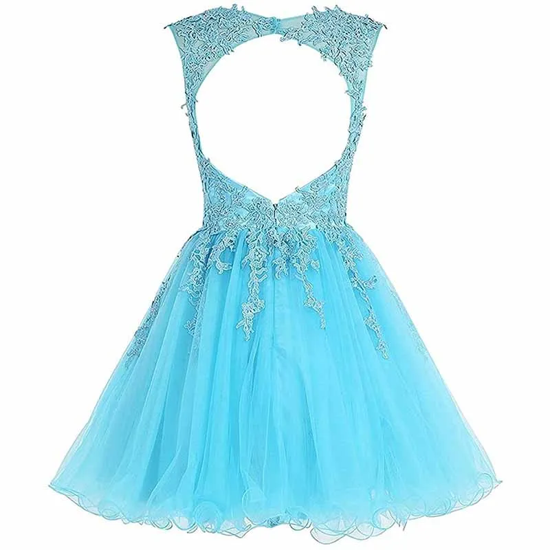 Lace Homecoming Dress Short Cocktail Dress Tulle Appliques Prom Dresses