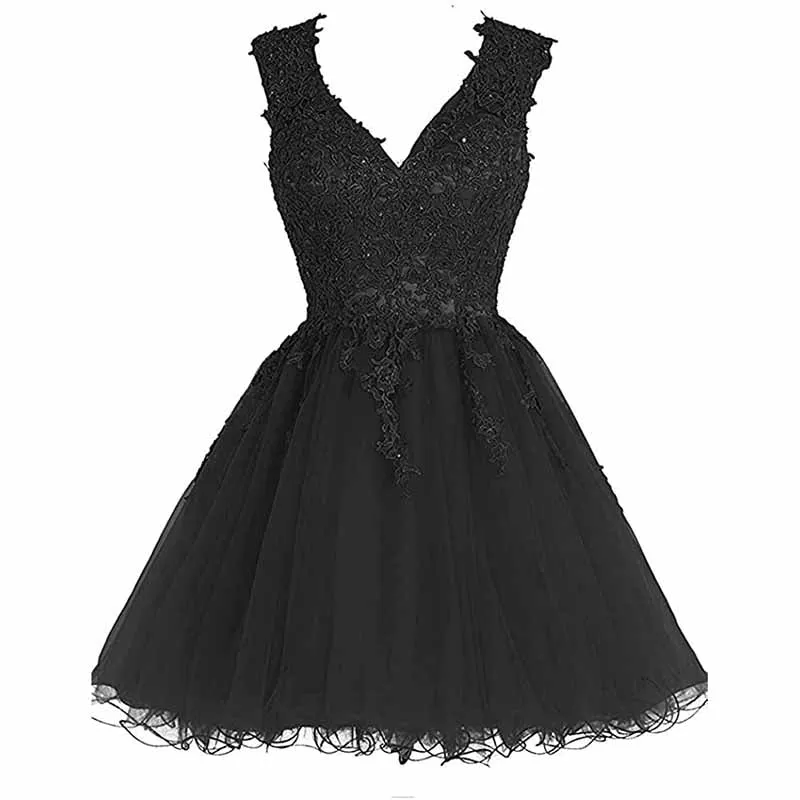 Lace Homecoming Dress Short Cocktail Dress Tulle Appliques Prom Dresses