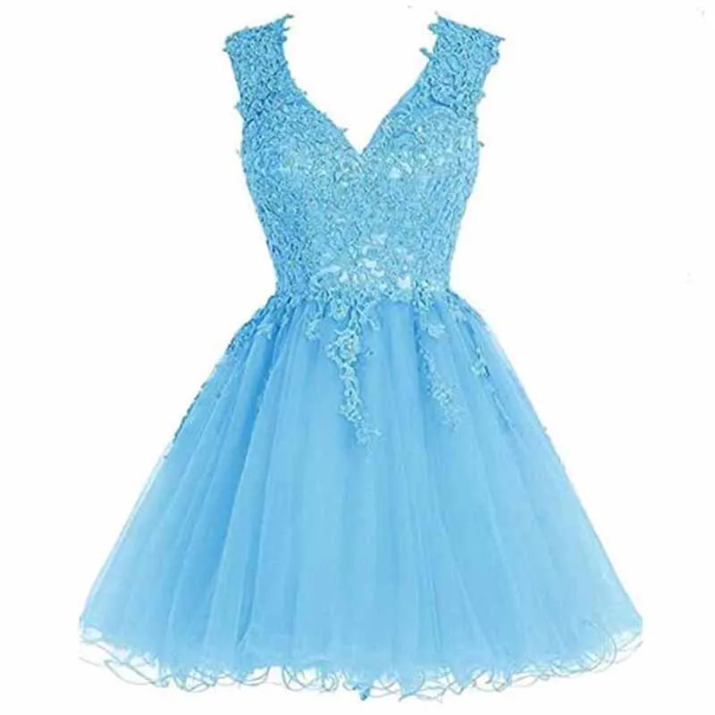 Lace Homecoming Dress Short Cocktail Dress Tulle Appliques Prom Dresses