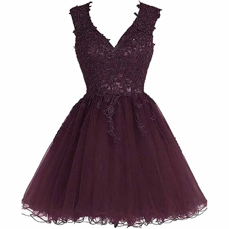 Lace Homecoming Dress Short Cocktail Dress Tulle Appliques Prom Dresses