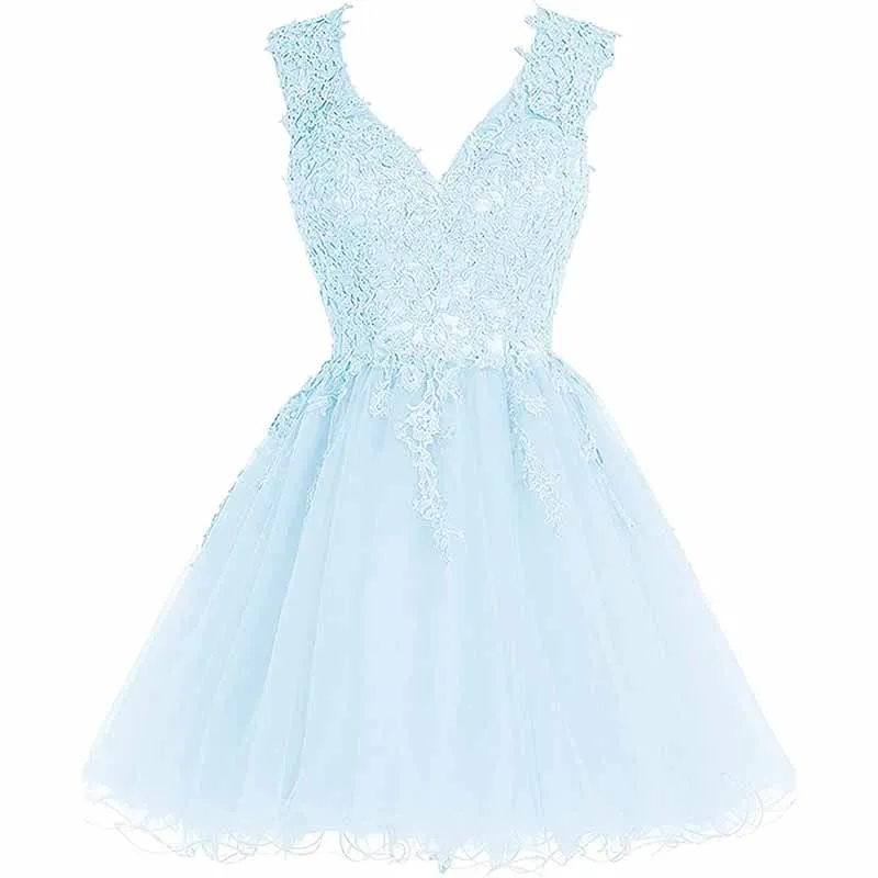 Lace Homecoming Dress Short Cocktail Dress Tulle Appliques Prom Dresses