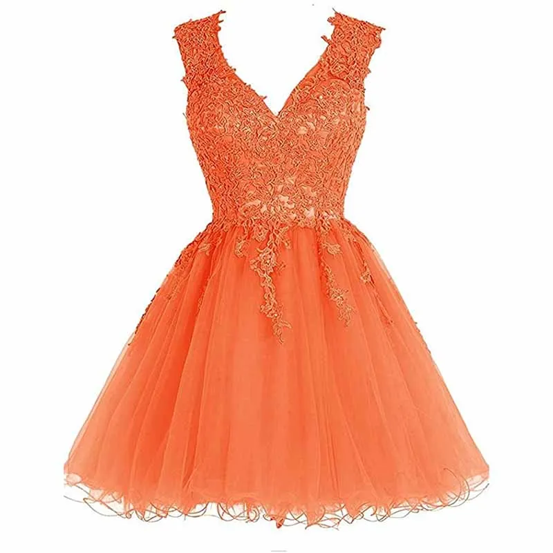 Lace Homecoming Dress Short Cocktail Dress Tulle Appliques Prom Dresses