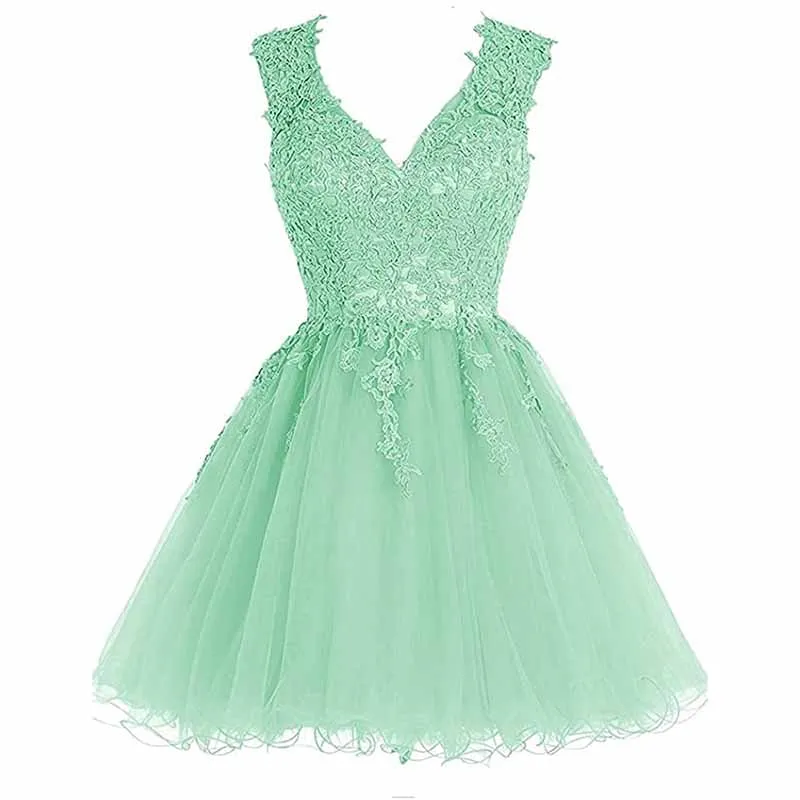 Lace Homecoming Dress Short Cocktail Dress Tulle Appliques Prom Dresses