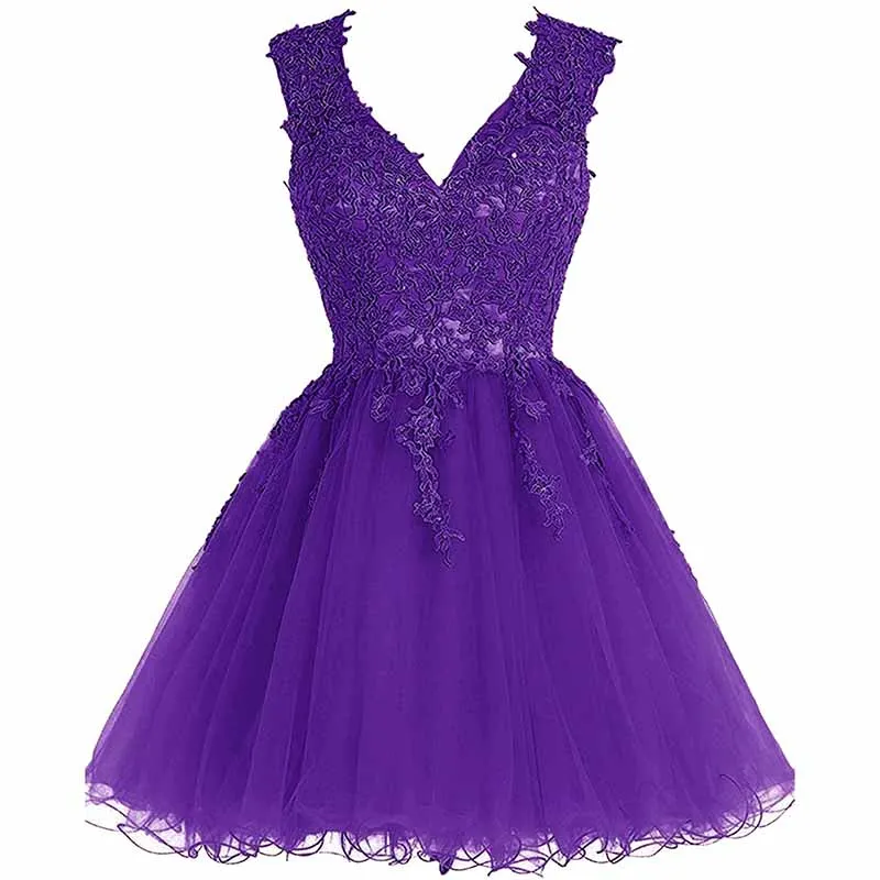 Lace Homecoming Dress Short Cocktail Dress Tulle Appliques Prom Dresses