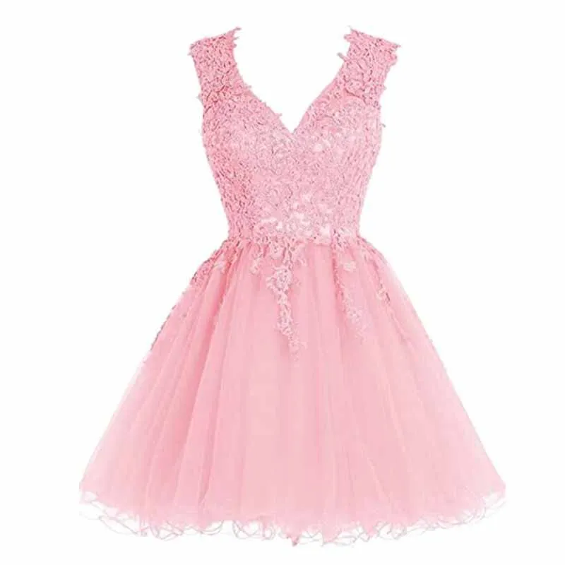 Lace Homecoming Dress Short Cocktail Dress Tulle Appliques Prom Dresses