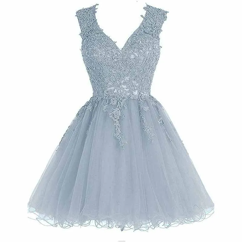 Lace Homecoming Dress Short Cocktail Dress Tulle Appliques Prom Dresses