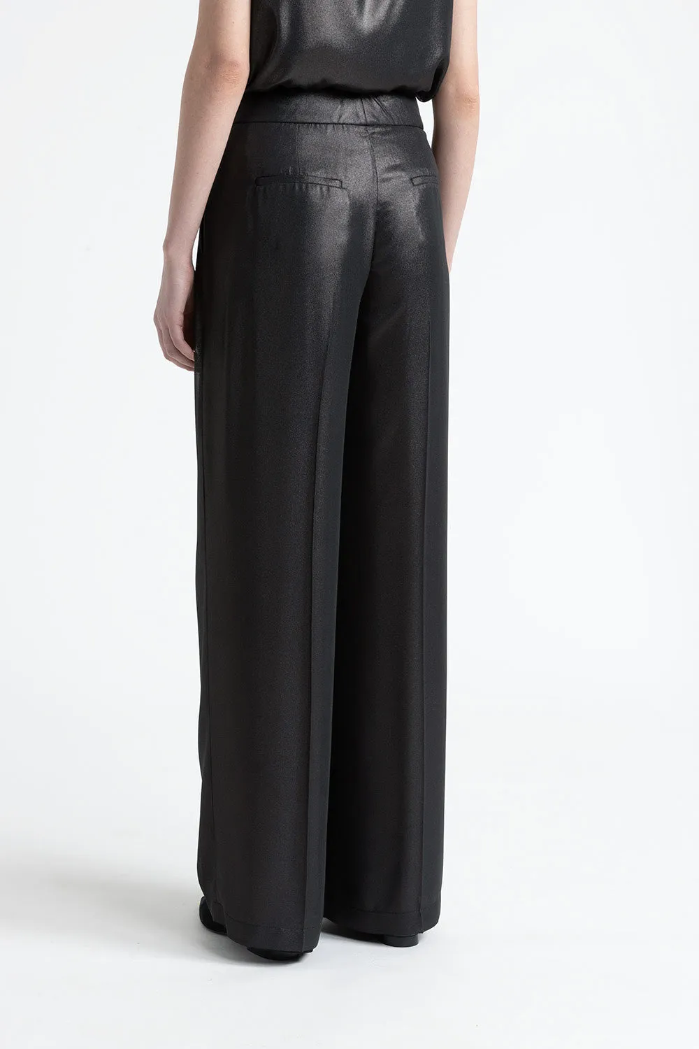 Laminated georgette palazzo trousers