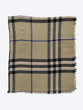 Lightweight wool check scarf