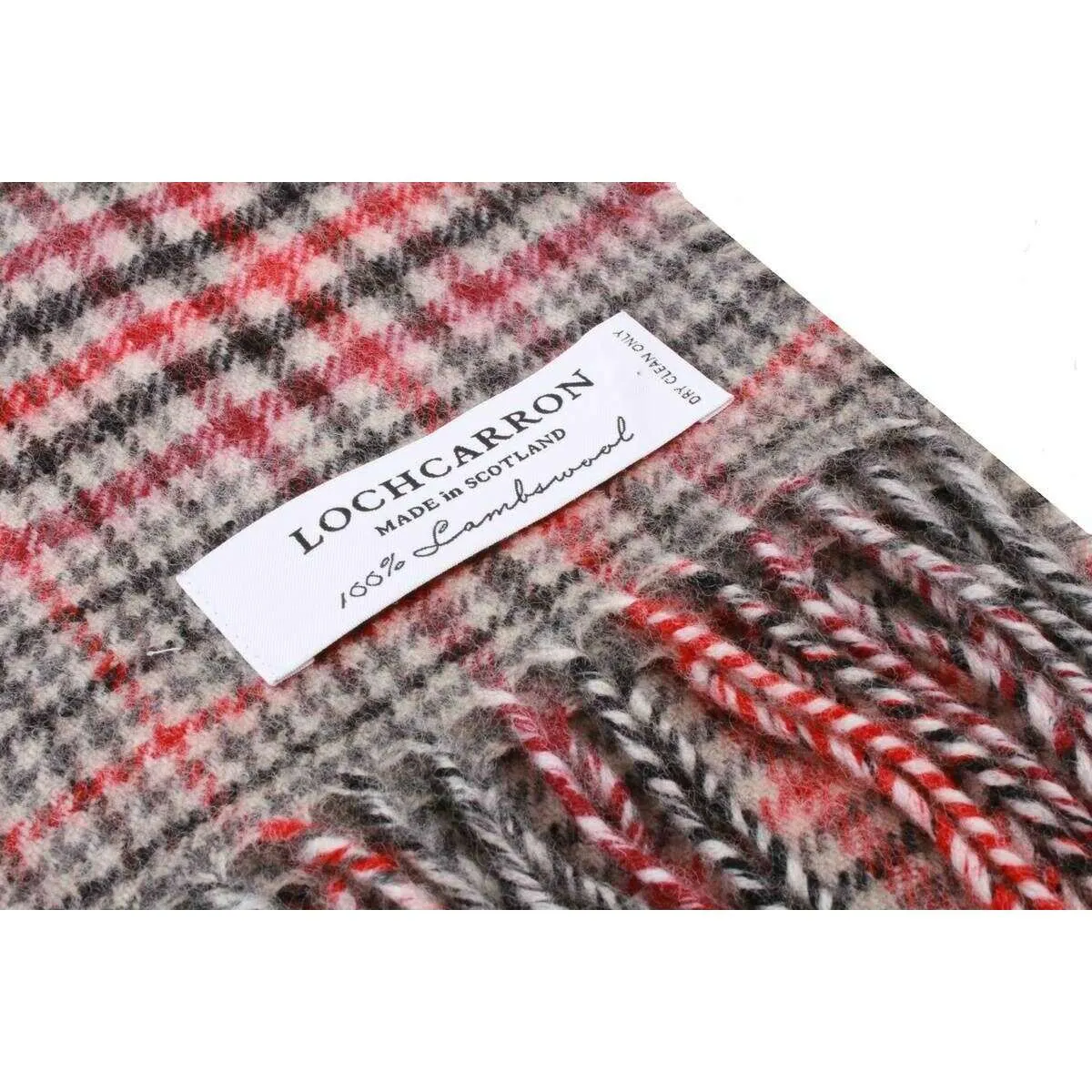 Locharron of Scotland Darwin Boleside Tartan Oversized Lambswool Scarf - Red/Black/White