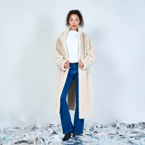 Long faux fur coat with shawl collar wholesale