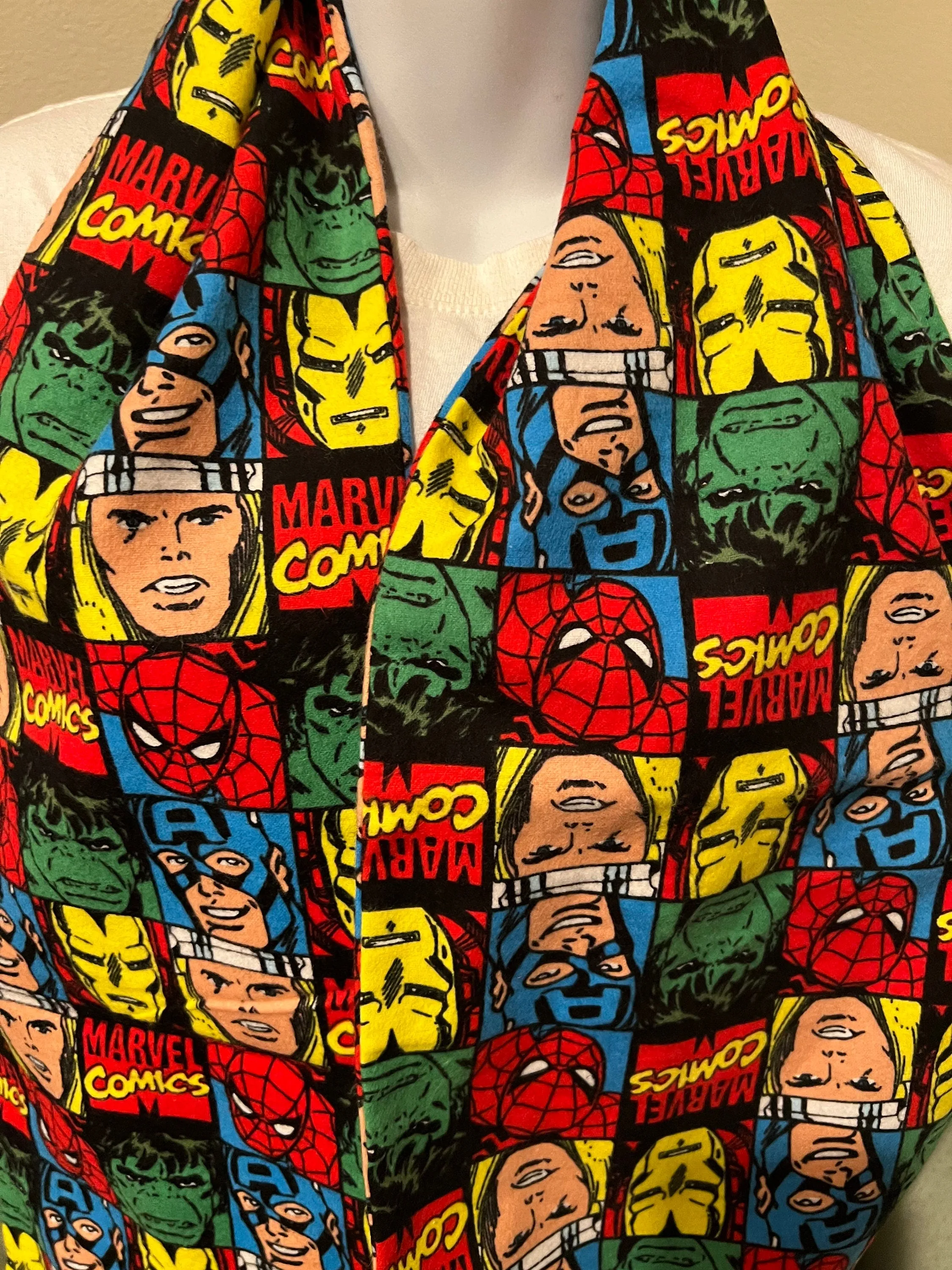 Marvel's Avengers Square Blocks Infinity Scarf - Handmade Fleece Fabric Print - Superhero Fashion Accessory