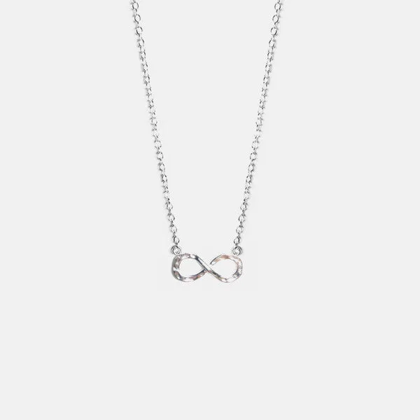 Matte Sterling Silver Infinity Necklace 16 inch - 17 inch