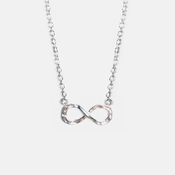 Matte Sterling Silver Infinity Necklace 16 inch - 17 inch