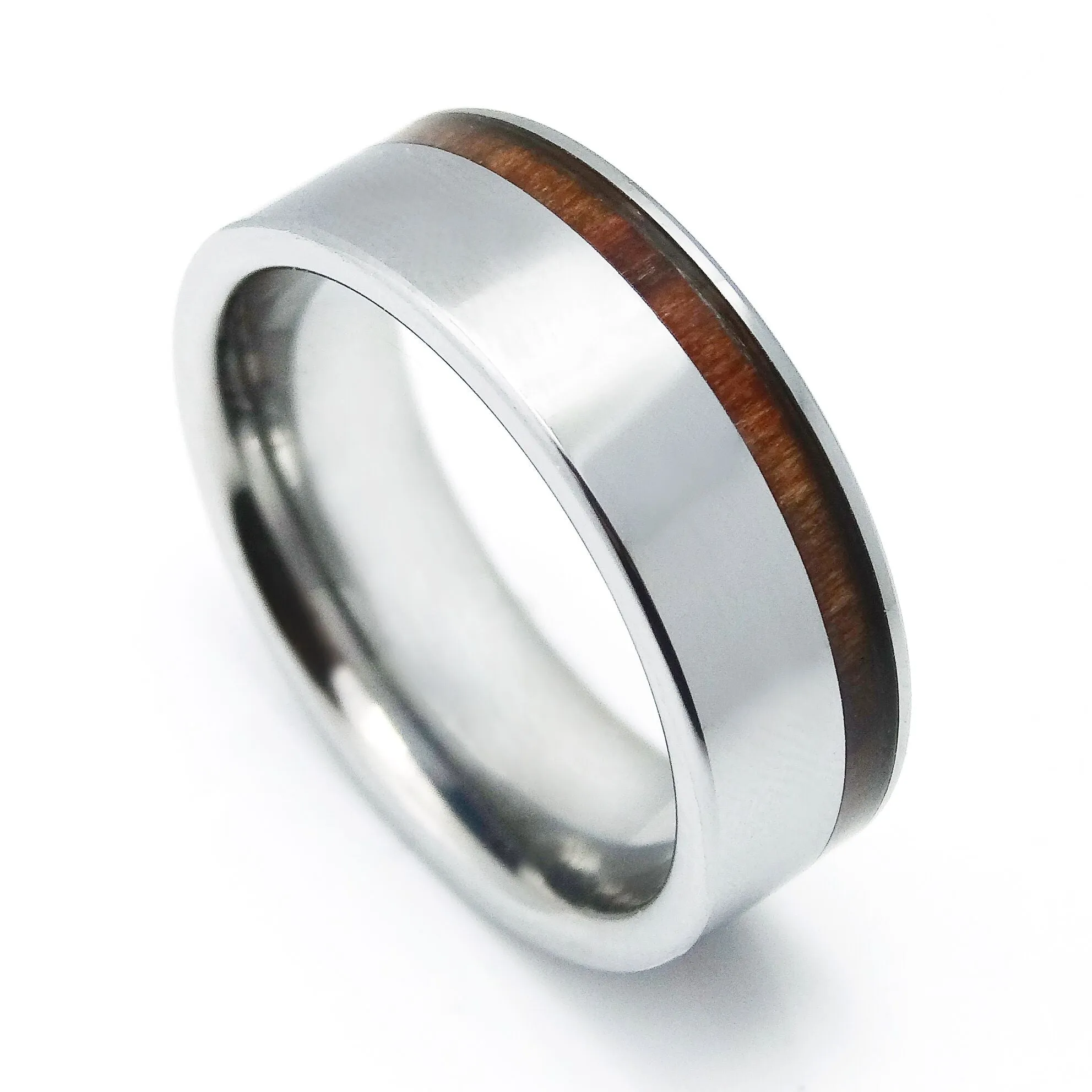 Men Wood rings Striped Wood Inlay Tungsten Scratch Resistant Vintage Promise Ring