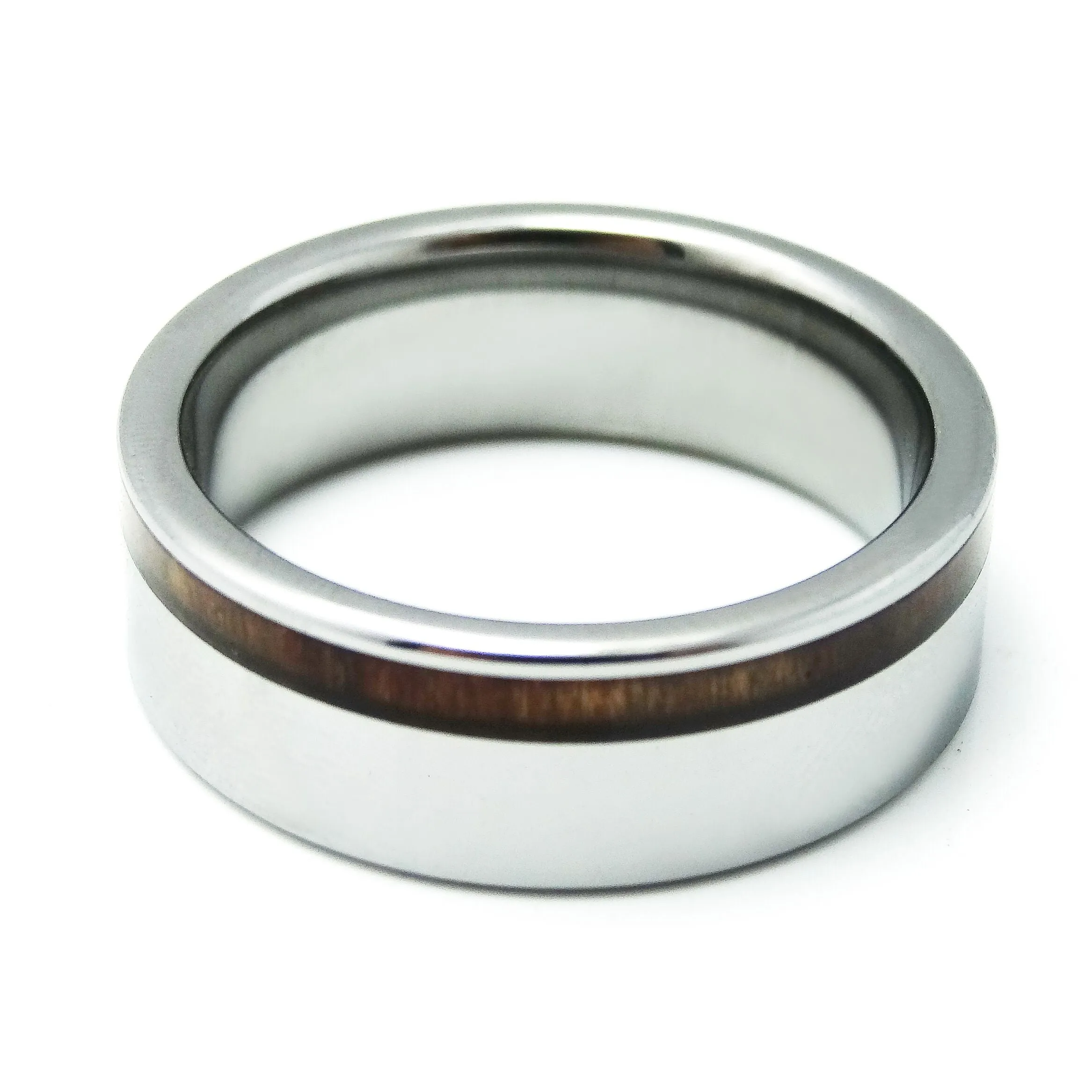 Men Wood rings Striped Wood Inlay Tungsten Scratch Resistant Vintage Promise Ring