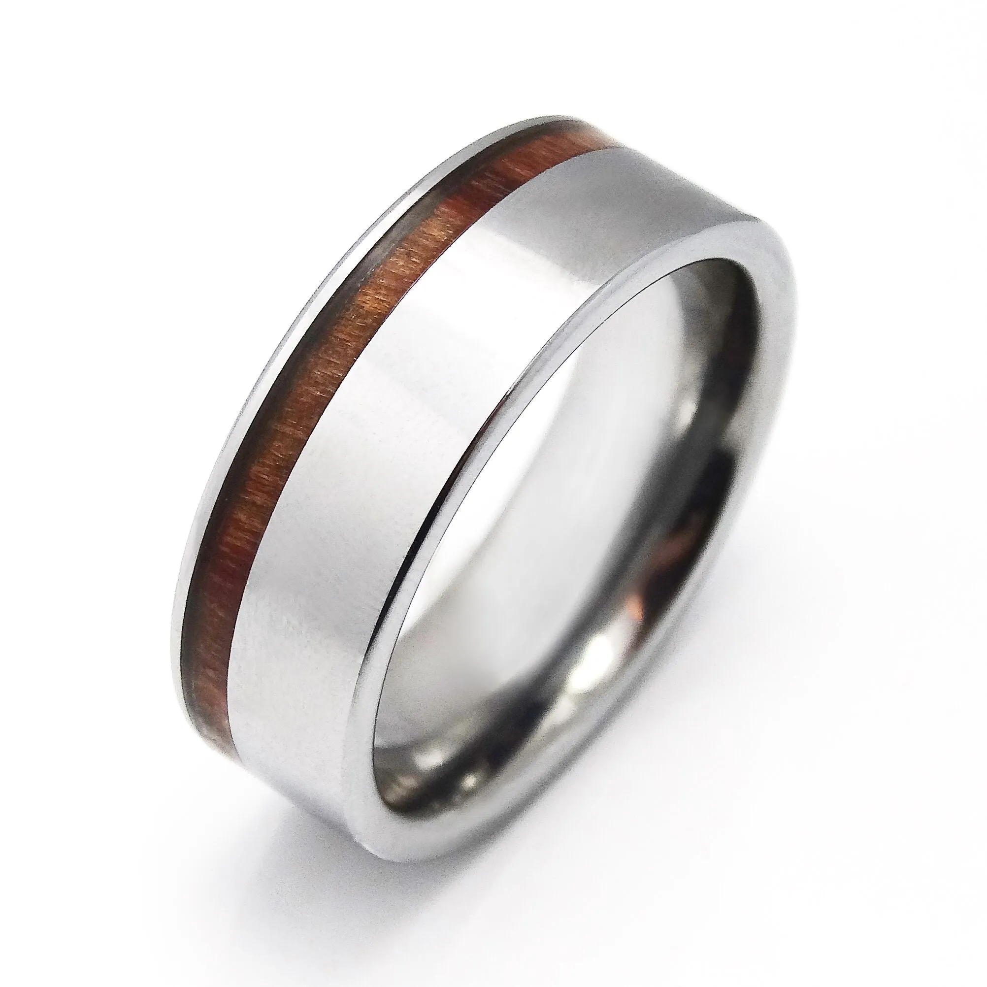 Men Wood rings Striped Wood Inlay Tungsten Scratch Resistant Vintage Promise Ring