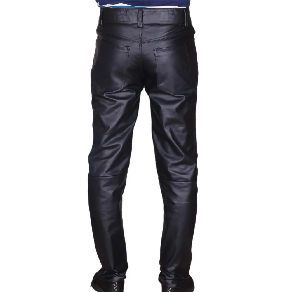 Men's Black Classic 5 Pocket Leather Pants