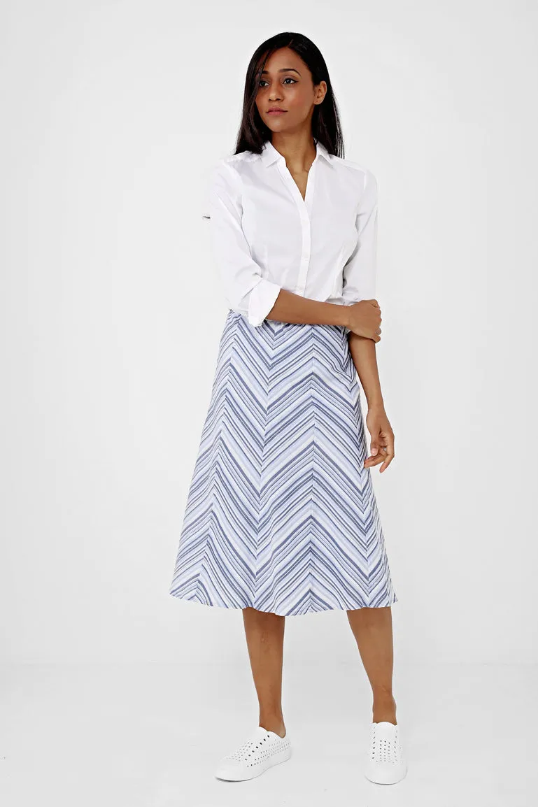 Midi Skirt in Stripe Ex Brand