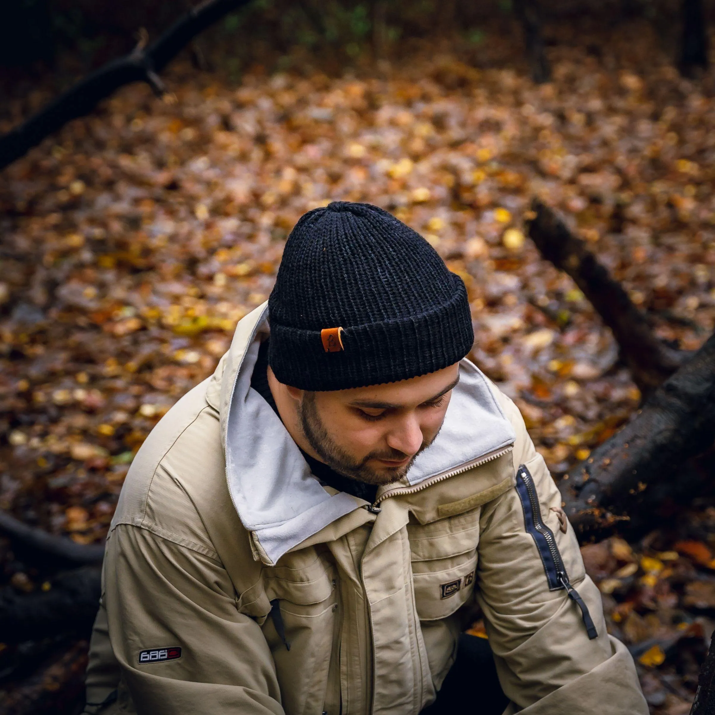 Midnight Black Wooly Beanie Hat